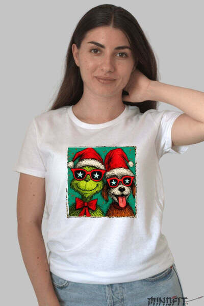 GILDAN Tricou De Craciun Grinch Si Catelul Cu Ochelari Dama