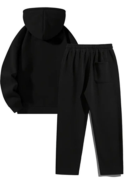 CLAYES Unisex Oversized Zippered Hooded Sweatpants Joger - Nyc Printed Sweatpants Set