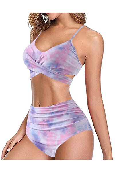 Dotail JFAN 2-piece swimsuit, size S, high waist, push-up, padded bra, purple