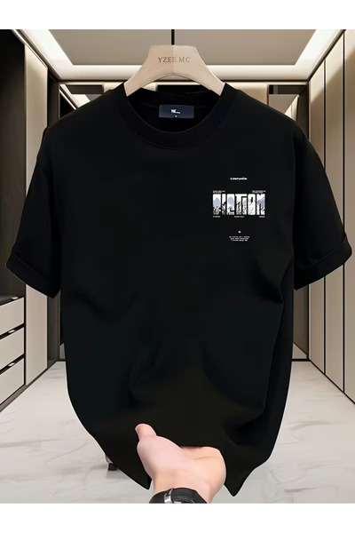 Machetta Unisex Confused Dağ Printed Oversized Crew Neck 100% Cotton T-Shirt