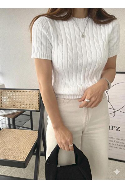 zere butik KISA KOLLU TRİKO KAZAK BLUZ