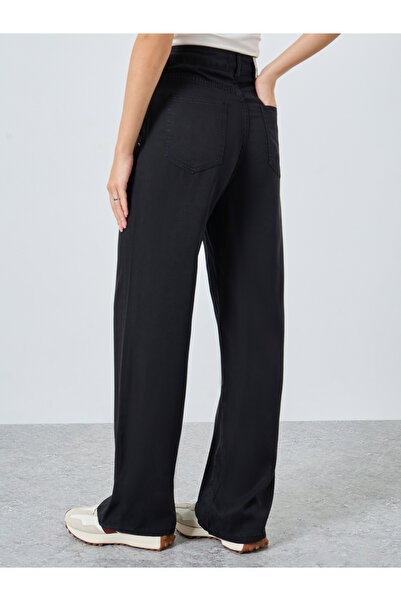 Styli Black High Rise Wide Leg Jeans