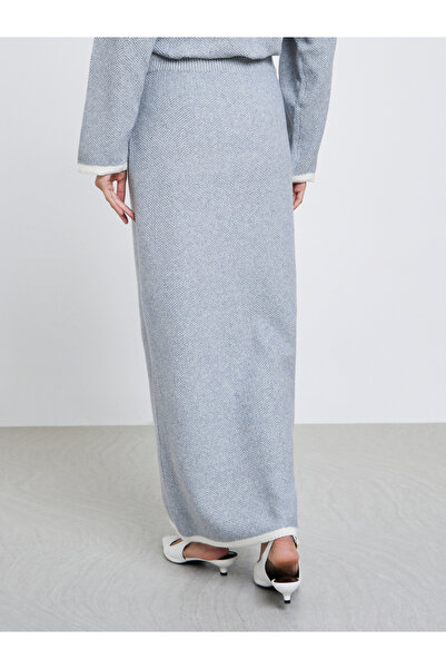 Styli Grey A-Line Midi Skirt