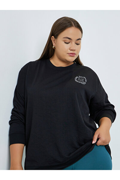 Styli سويت شيرت مطبوع طويل بمقاسات كبيرة