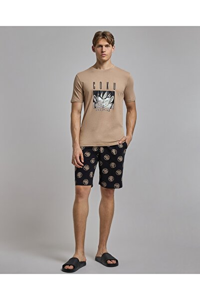 R&B White Men's Printed Shorts Pyjama Set