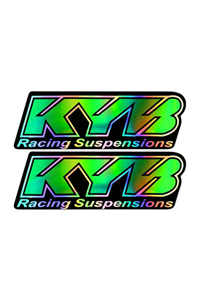 Choice7 Laser Rainbow Green 2PCS Motocross Motorcycle Stickers Fork Showa KYB...