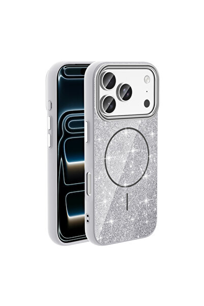 Hatreds Apple iPhone 17 Pro Max İçin Uyumlu M-safe Şarj Özellikli Parlayan Si...