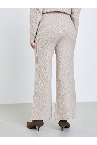 Styli Beige Wide Leg Flat Knit Pants