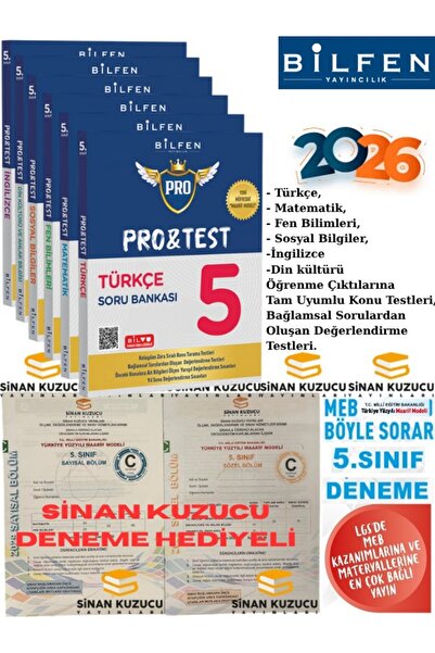 Bilfen Yayıncılık BİLFEN 5. SINIF PRO TEST SET- 6 KİTAP TAM SET Sinan Kuzucu ...