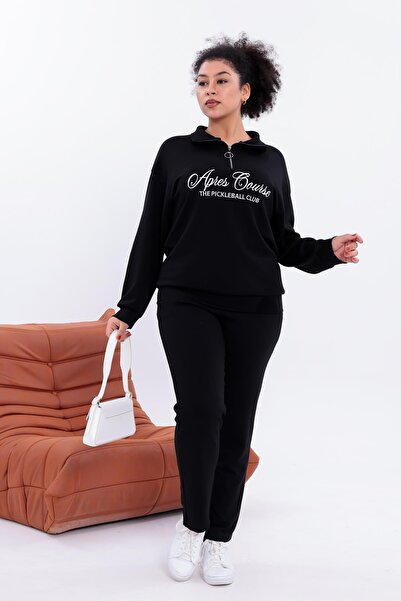 Siyezen Plus Size Modal Fabric Comfortable Set with Text Embroidery on the Front