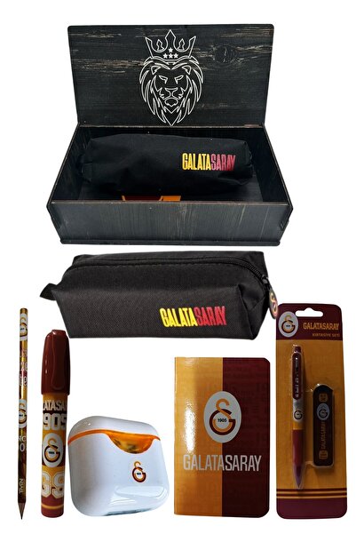 Galatasaray Original Licensed White Air Pencil Sharpener Wooden Boxed Stationery Set of 6