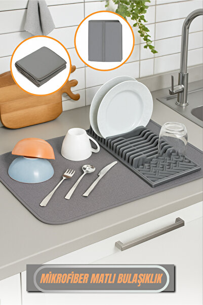 Orvila Mikrofiber Bulaşık Kurutma Matı 37x60 – Hızlı Kuruyan - Ekstra Su Emic...