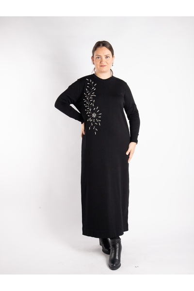 Bedrinxxl BÜYÜK BEDEN İNCİ TRİKO ELBİSE