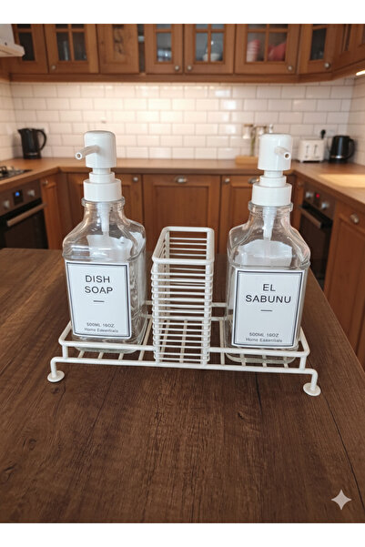 Harmony Time 2'Lİ BEYAZ STANDLI LİF BÖLMELİ, PASLANMAZ ÇELİK, SİVİ EL SABUNU ...