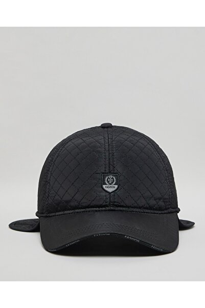 R&B Black Men's Quilted Flap Cap