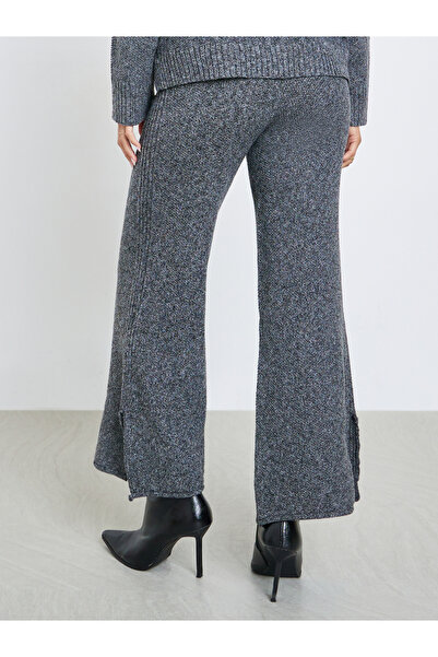 Styli Charcoal Wide Leg Flat Knit Pants