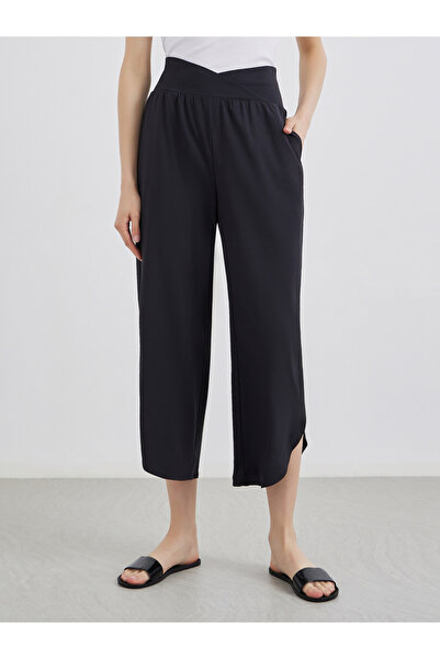 Take Two By Styli Black Asymmetric Hem Relaxed Fit Pants