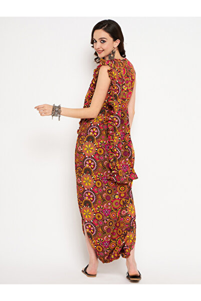 Uptownie By Styli Printed Dhoti Jumpsuit with Attached Dupatta