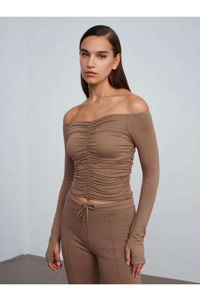 Dilvin 32089 Off-The-Shoulder Gathered Top-Vizon