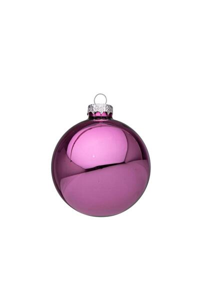 Bizzotto كرة رأس السنة الزجاجية باللون الأرجواني اللامع قطرها 6 سم