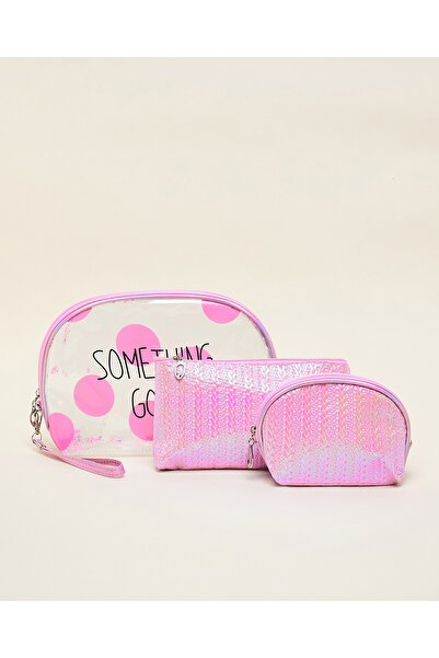 R&B Pink Women's 3 Pack Cosmetic Pouch Set