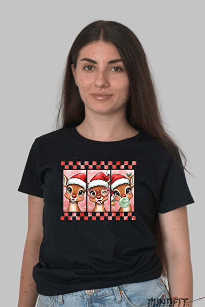 GILDAN Tricou De Craciun Reni Veseli Cu Caciulita Dama