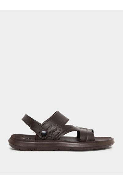 Styli صندل رجالي بني سهل الارتداء بحزامين