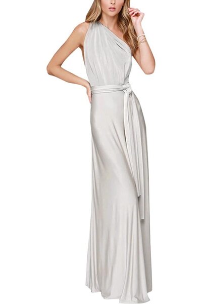 Dotail OBEEII elegant long dress, size L, polyester, women's, light gray