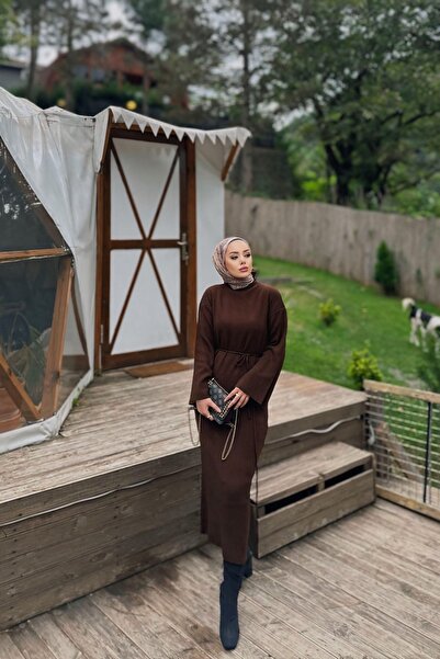 MY QILAM Γυναικείο πλεκτό φόρεμα με κορδόνια oversized με φαρδιά μανίκια (ταιριάζει σε μέγεθος S/M/L)