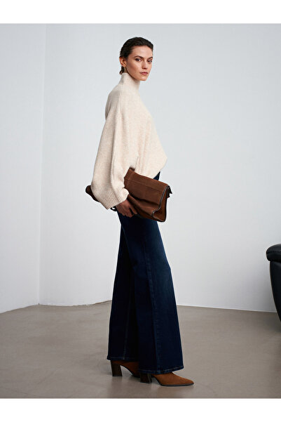 Dilvin 10817 Batwing Sleeve Wool Blend Knit Sweater-A.Beige Mel.