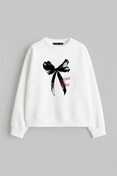 Sokak Butik Je Taime Paris cu imprimeu Hanorac fără glugă croi relaxat Hanora...