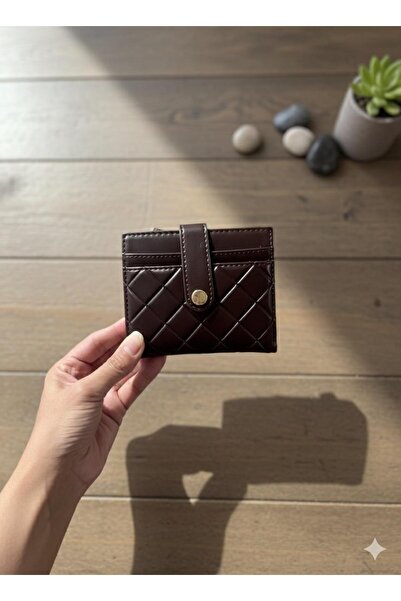 mirakuş Leather-Look Wallet Card Holder with Brown Buckle