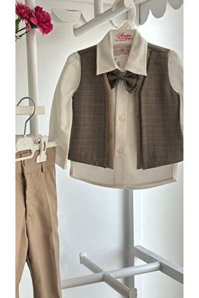 La reina petite Larina Petit 4-piece brown formal suit for boys