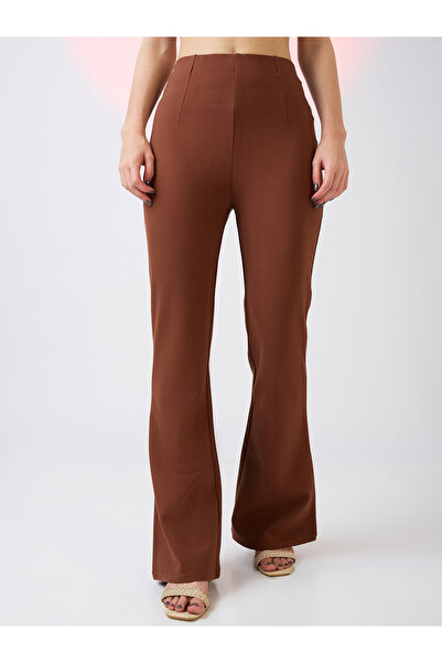 Globus By Styli Rust Stretchable Mid Rise Workwear Bootcut Treggings