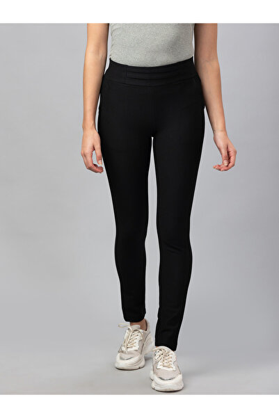 Globus By Styli Black Solid Skinny Fit Treggings