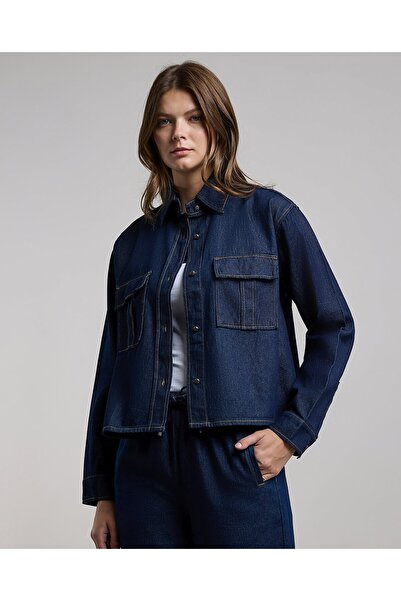 R&B Washed Denim Jacket with Button Closure