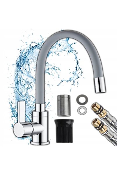 varioshop Baterie de bucătărie flexibilă cu cioc pivotant la 360°, oțel inoxi...