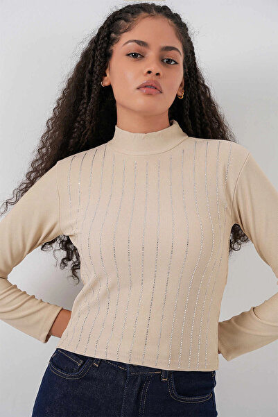 hazelin Women's Beige Half Fisherman Front Stone Body Hzl25W-Bd19221