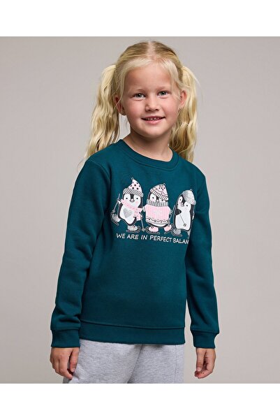 R&B سويت شيرت مطبوع برقبة دائرية وأكمام طويلة