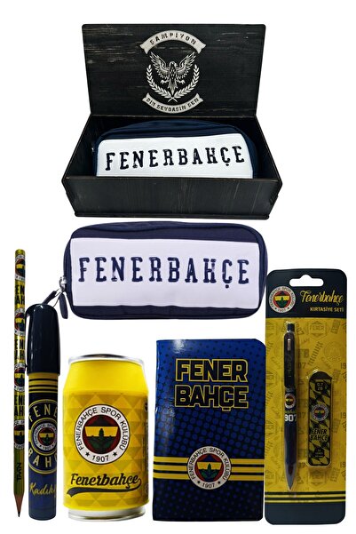 Fenerbahçe Original Licensed Yellow Box Pencil Sharpener Wooden Boxed 6-Piece Stationery Set