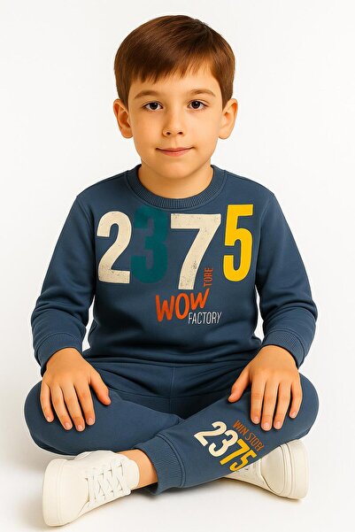 RAPAPA Boy's 3 Thread Ş Fleece-Lined B Printed Tracksuit Set -10728M