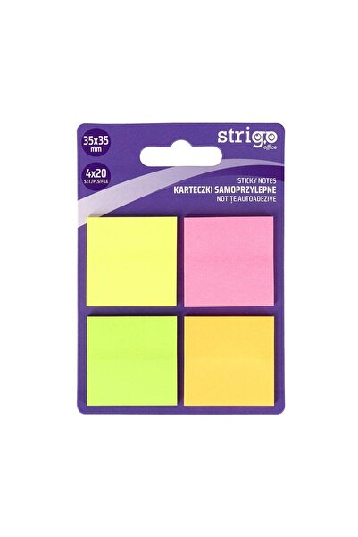 Strigo Notite autoadezive patrate, 4x20 file neon, 35x35 mm