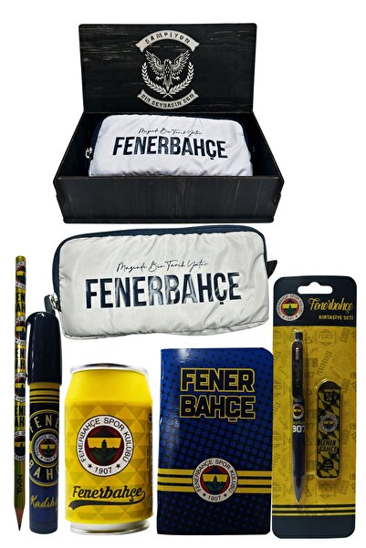 Fenerbahçe Original Licensed Yellow Box Pencil Sharpener Wooden Boxed 6-Piece Stationery Set