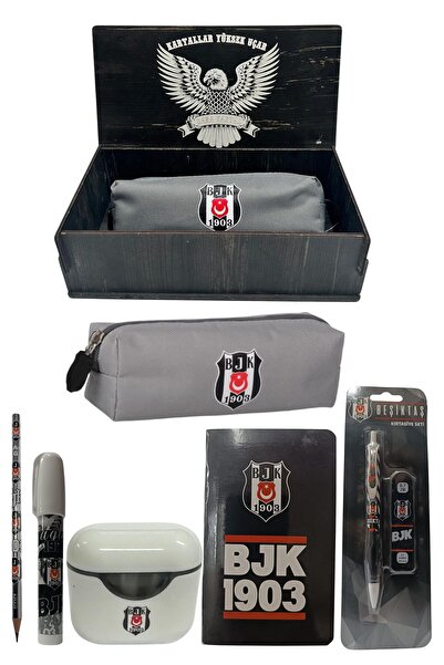 Beşiktaş Original Licensed White Air Pencil Sharpener Wooden Boxed Stationery Set of 6