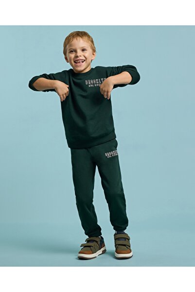 R&B Green Boy's Embroidered Sweatsuit Set
