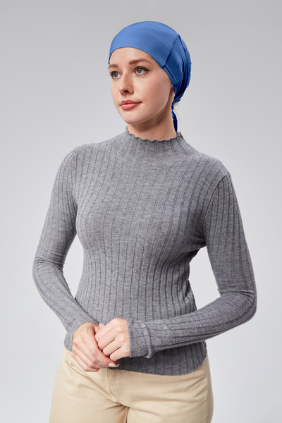 Sonbaharmoda Women's Hijab Lycra Combed Cotton Seamless Non-Slip Plain Laced Bonnet