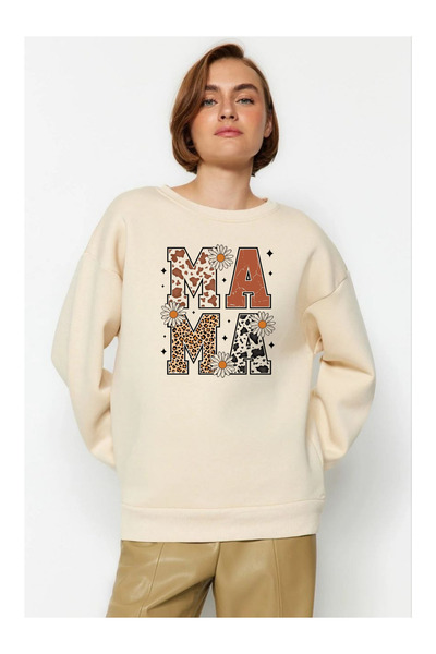 Tubinyoo سويت شيرت بياقة دائرية من مطبوع خيوط من ليوبارد ماما