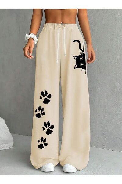 Le Vion Re7edi Unisex Baggy Baskılı Iki Iplik Oversize Eşofman Pantolon