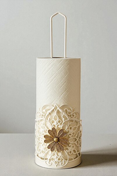 İnterlife Çiçek Detaylı Metal Rulo Havluluk Dikey Tezgah Üstü Havluluk Komple...