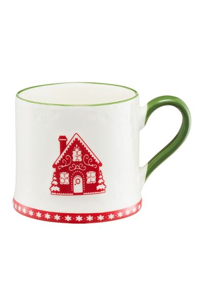 Ambition Cookies mug, house pattern, porcelain, 300 ml, White/Multicolor
